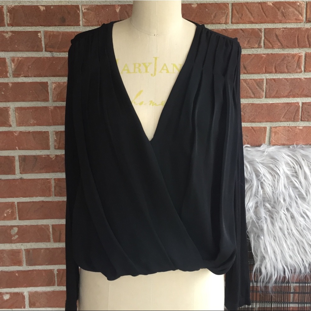 Alice + Olivia Air Cross Front Silk Blouse READ